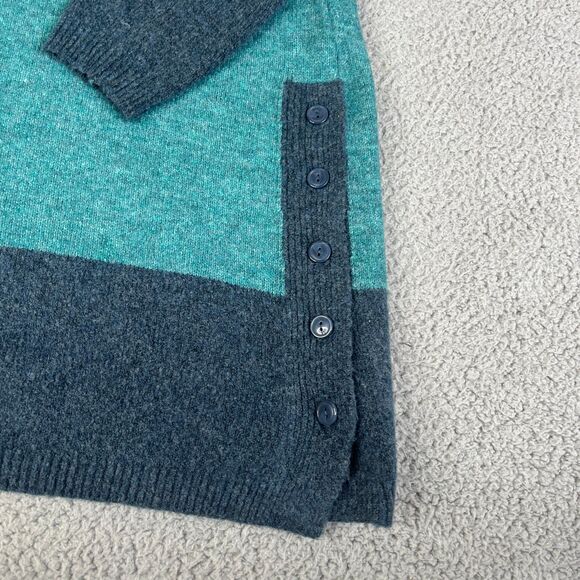 Soft Surroundings Tunic Sweater Women S Teal Wool Blend Side Button Shawl Collar - Picture 3 of 14